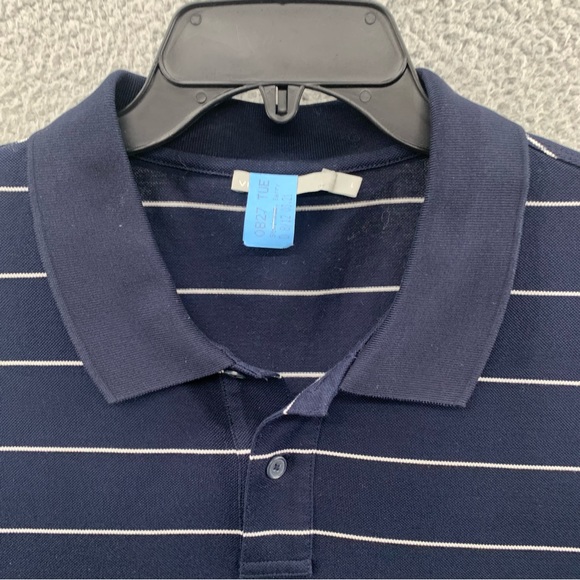 Vince Men’s L Classic Polo Shirt Black White Short Sleeve Stripe Cotton Collared - Picture 8 of 12